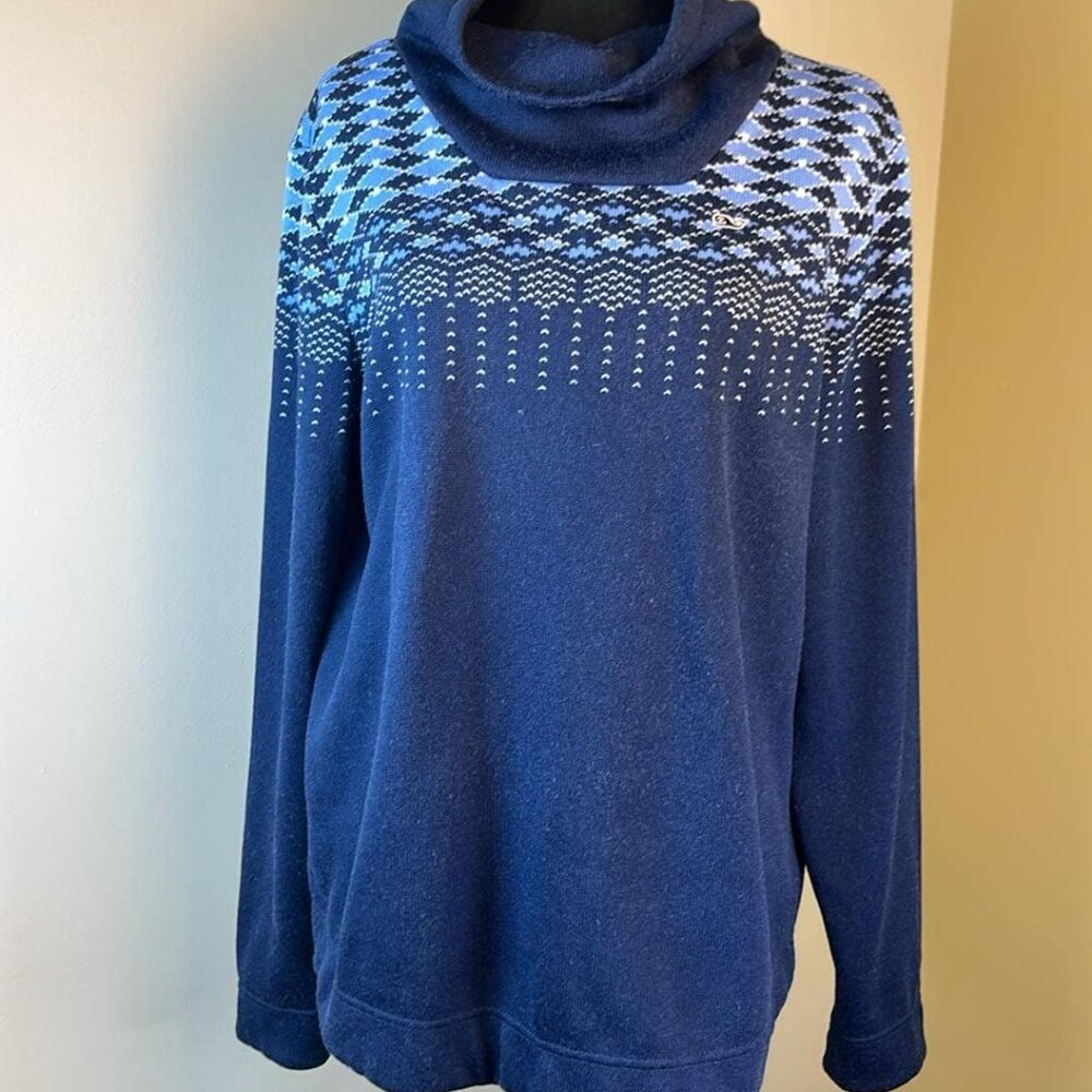 Vineyard Vines Women's Medium Funnel‎ Neck Nordic Fair Isle Fleece Sweater